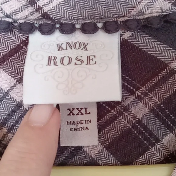 Knox Rose brown/blue plaid blouse/dress XXL - Picture 2 of 4